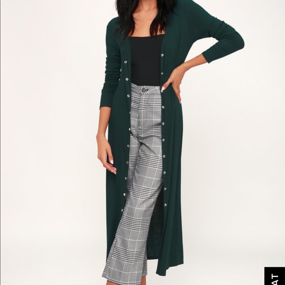 Lulus NWT forest green button cardigan